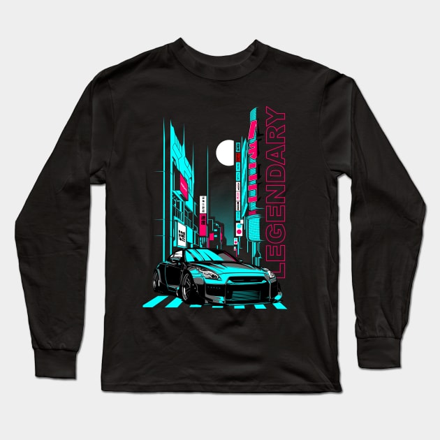 R35 GTR Skyline Tokio JDM Tuning Car Long Sleeve T-Shirt by Automotive Apparel & Accessoires